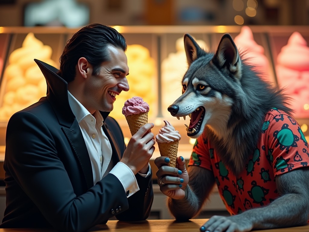 AI-generated story: "The Vampire and the Werewolf Walk Into a Gelateria"